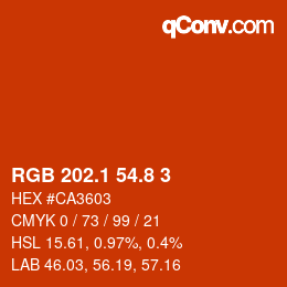 カラーコード: RGB 202.1 54.8 3 | qconv.com