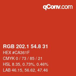 カラーコード: RGB 202.1 54.8 31 | qconv.com