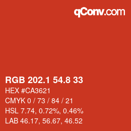 カラーコード: RGB 202.1 54.8 33 | qconv.com