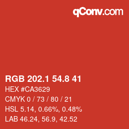 カラーコード: RGB 202.1 54.8 41 | qconv.com