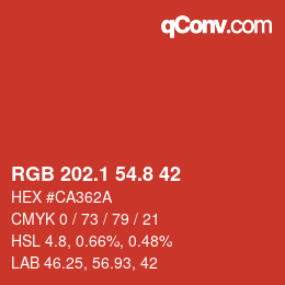 Color code: RGB 202.1 54.8 42 | qconv.com