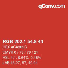カラーコード: RGB 202.1 54.8 44 | qconv.com