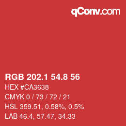 カラーコード: RGB 202.1 54.8 56 | qconv.com