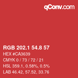 カラーコード: RGB 202.1 54.8 57 | qconv.com
