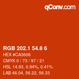 カラーコード: RGB 202.1 54.8 6 | qconv.com