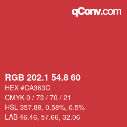 カラーコード: RGB 202.1 54.8 60 | qconv.com