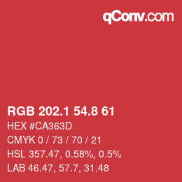カラーコード: RGB 202.1 54.8 61 | qconv.com