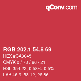 カラーコード: RGB 202.1 54.8 69 | qconv.com