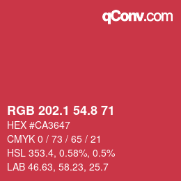 カラーコード: RGB 202.1 54.8 71 | qconv.com