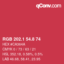 カラーコード: RGB 202.1 54.8 74 | qconv.com