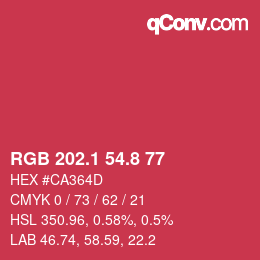 カラーコード: RGB 202.1 54.8 77 | qconv.com