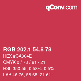 カラーコード: RGB 202.1 54.8 78 | qconv.com