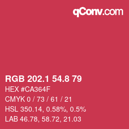 カラーコード: RGB 202.1 54.8 79 | qconv.com