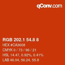 Color code: RGB 202.1 54.8 8 | qconv.com