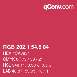 カラーコード: RGB 202.1 54.8 84 | qconv.com