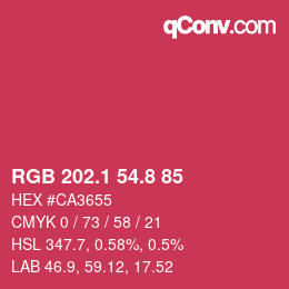 カラーコード: RGB 202.1 54.8 85 | qconv.com