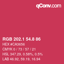 カラーコード: RGB 202.1 54.8 86 | qconv.com