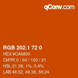 カラーコード: RGB 202.1 72 0 | qconv.com
