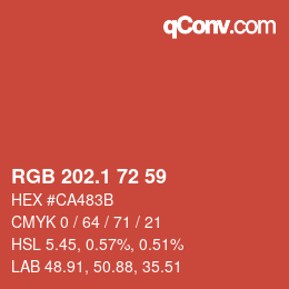 カラーコード: RGB 202.1 72 59 | qconv.com