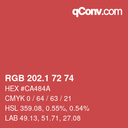 カラーコード: RGB 202.1 72 74 | qconv.com