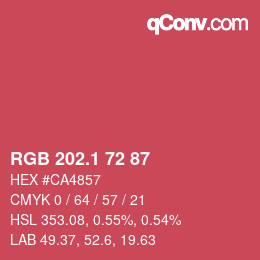 カラーコード: RGB 202.1 72 87 | qconv.com