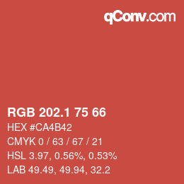 カラーコード: RGB 202.1 75 66 | qconv.com
