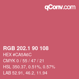 颜色代码: RGB 202.1 90 108 | qconv.com