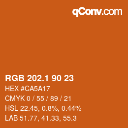 カラーコード: RGB 202.1 90 23 | qconv.com