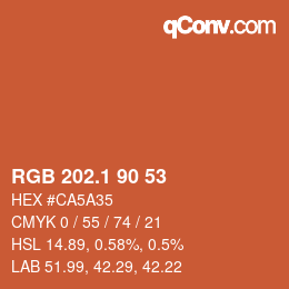 カラーコード: RGB 202.1 90 53 | qconv.com