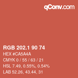 カラーコード: RGB 202.1 90 74 | qconv.com