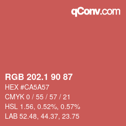カラーコード: RGB 202.1 90 87 | qconv.com