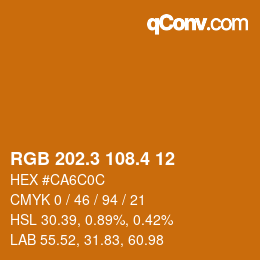 カラーコード: RGB 202.3 108.4 12 | qconv.com