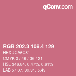 カラーコード: RGB 202.3 108.4 129 | qconv.com