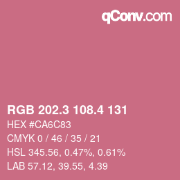 カラーコード: RGB 202.3 108.4 131 | qconv.com