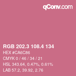 カラーコード: RGB 202.3 108.4 134 | qconv.com