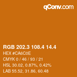 カラーコード: RGB 202.3 108.4 14.4 | qconv.com