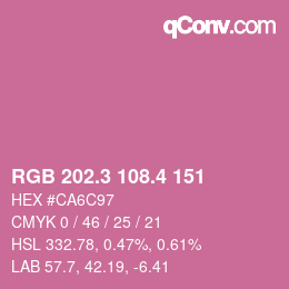 カラーコード: RGB 202.3 108.4 151 | qconv.com