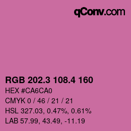 カラーコード: RGB 202.3 108.4 160 | qconv.com