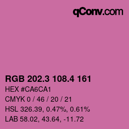 カラーコード: RGB 202.3 108.4 161 | qconv.com