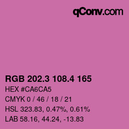 カラーコード: RGB 202.3 108.4 165 | qconv.com