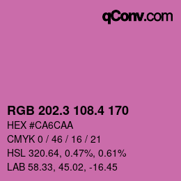 カラーコード: RGB 202.3 108.4 170 | qconv.com