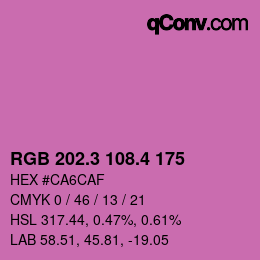 カラーコード: RGB 202.3 108.4 175 | qconv.com