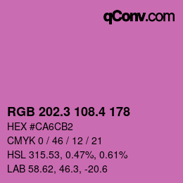 カラーコード: RGB 202.3 108.4 178 | qconv.com