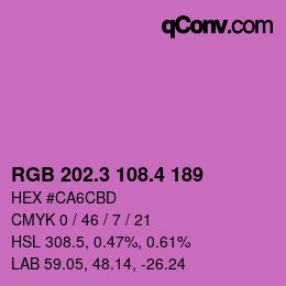 カラーコード: RGB 202.3 108.4 189 | qconv.com