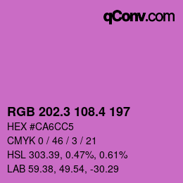 カラーコード: RGB 202.3 108.4 197 | qconv.com