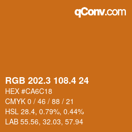 カラーコード: RGB 202.3 108.4 24 | qconv.com