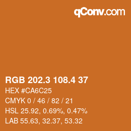 カラーコード: RGB 202.3 108.4 37 | qconv.com