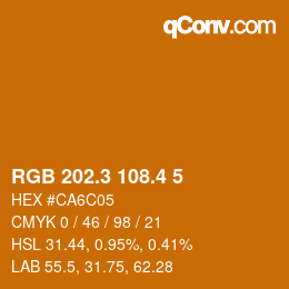 カラーコード: RGB 202.3 108.4 5 | qconv.com