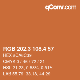 カラーコード: RGB 202.3 108.4 57 | qconv.com