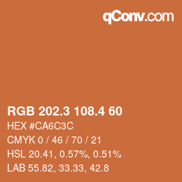 カラーコード: RGB 202.3 108.4 60 | qconv.com